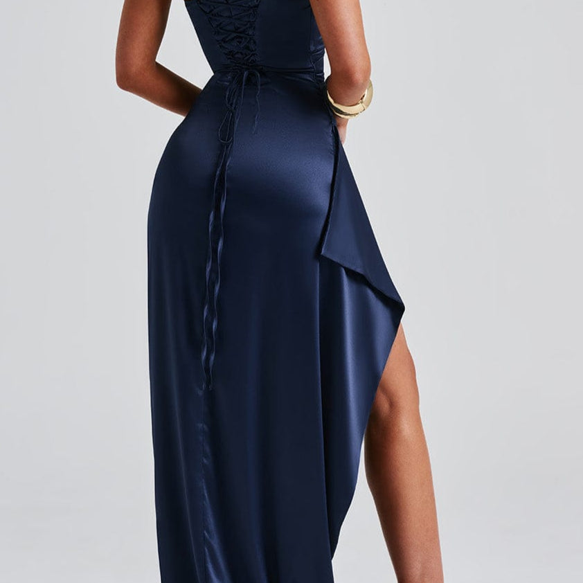 Maxi Dress | Elegant V-Neck Spaghetti Strap Long Summer Gown with High Side Slit 1