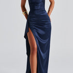 Maxi Dress | Elegant V-Neck Spaghetti Strap Long Summer Gown with High Side Slit 4