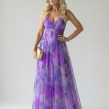 Maxi Dress | Elegant Watercolor Print Long Summer Dress with Flattering Silhouette 10