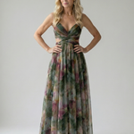 Maxi Dress | Elegant Watercolor Print Long Summer Dress with Flattering Silhouette 11