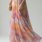 Maxi Dress | Elegant Watercolor Print Long Summer Dress with Flattering Silhouette 3