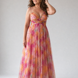 Maxi Dress | Elegant Watercolor Print Long Summer Dress with Flattering Silhouette 5