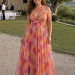 Maxi Dress | Elegant Watercolor Print Long Summer Dress with Flattering Silhouette 6
