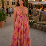 Maxi Dress | Elegant Watercolor Print Long Summer Dress with Flattering Silhouette 7