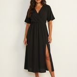 Maxi Dress | Elegant Wrap V-Neck Long Dress for Women 0