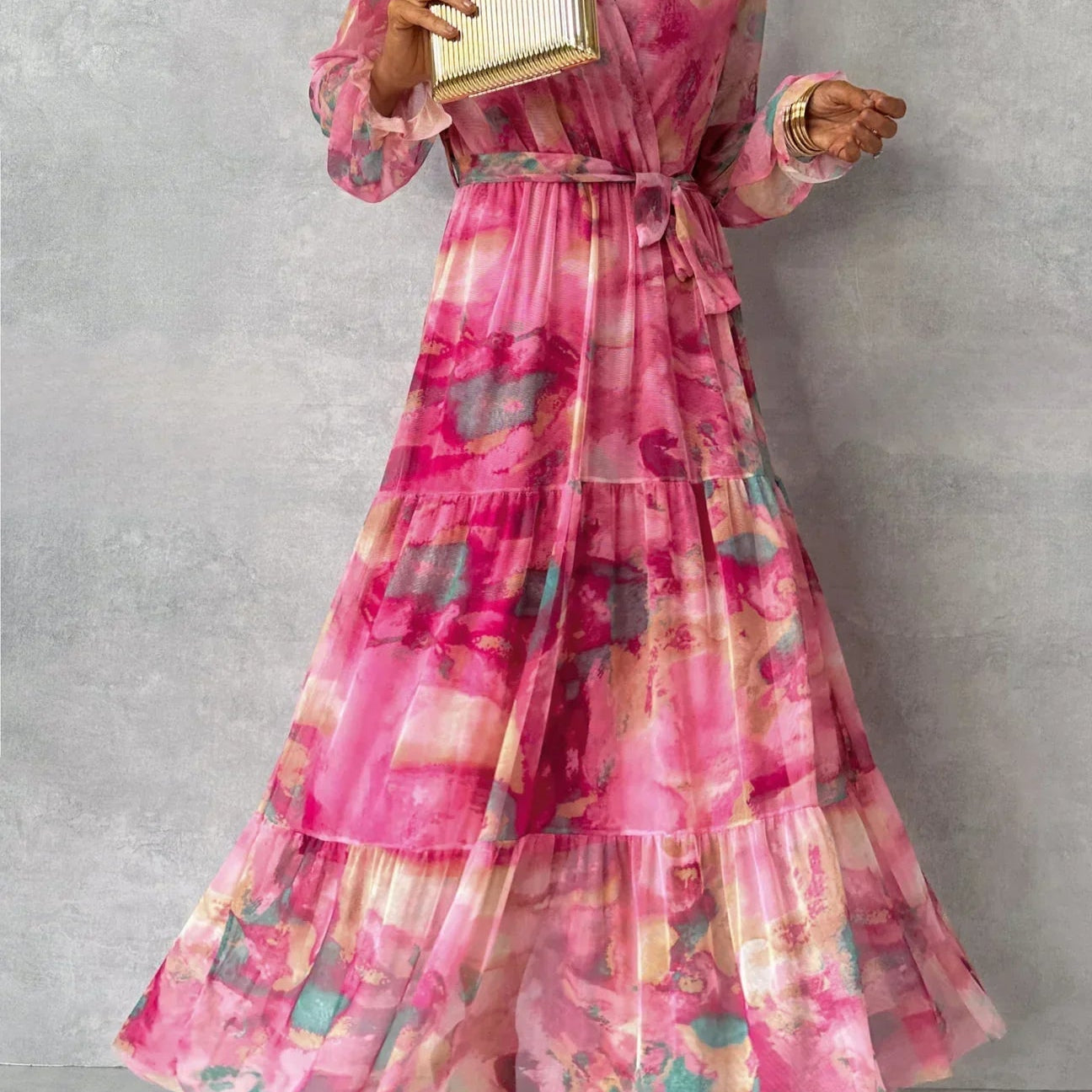 Maxi Dress | Floral Long Dress for Summer | Elegant Pleated Design 1