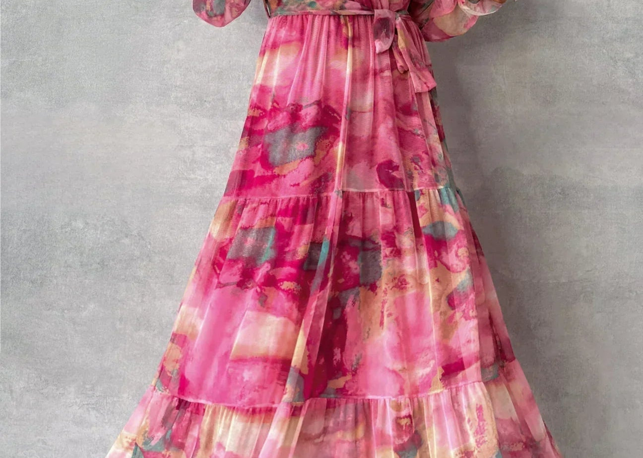 Maxi Dress | Floral Long Dress for Summer | Elegant Pleated Design 1