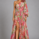 Maxi Dress | Floral One Shoulder Spring Dress | Elegant Flowing Silhouette 0
