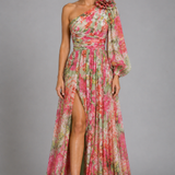 Maxi Dress | Floral One Shoulder Spring Dress | Elegant Flowing Silhouette 0