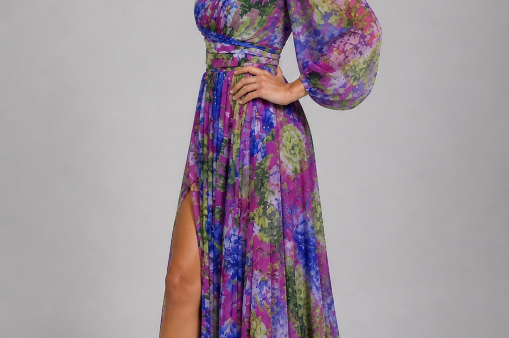 Maxi Dress | Floral One Shoulder Spring Dress | Elegant Flowing Silhouette 2