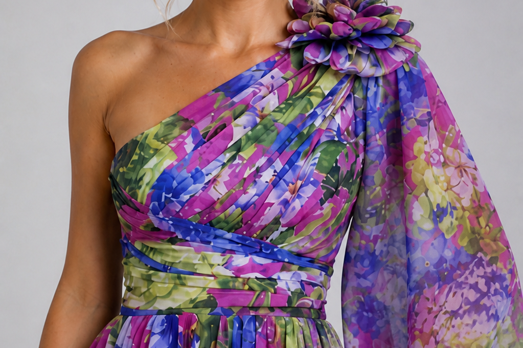 Maxi Dress | Floral One Shoulder Spring Dress | Elegant Flowing Silhouette 3