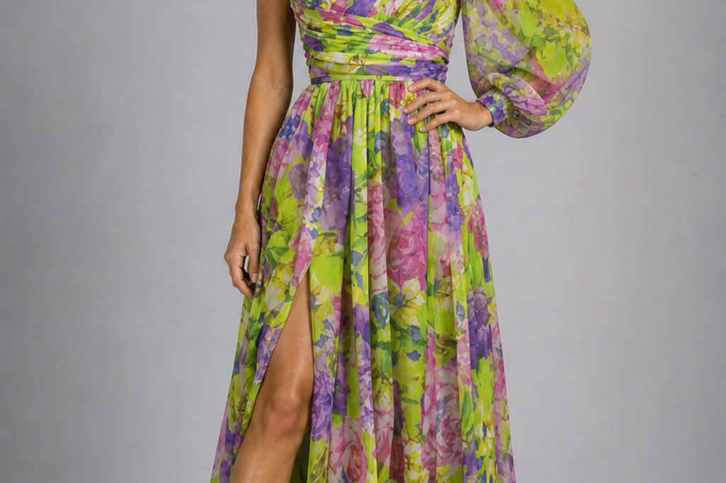 Maxi Dress | Floral One Shoulder Spring Dress | Elegant Flowing Silhouette 7