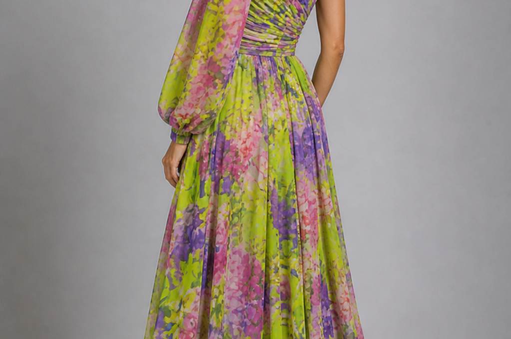 Maxi Dress | Floral One Shoulder Spring Dress | Elegant Flowing Silhouette 8