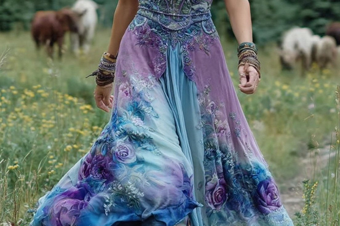 Maxi Dress | Floral Print Long Summer Dress | Elegant Flowing Design 0
