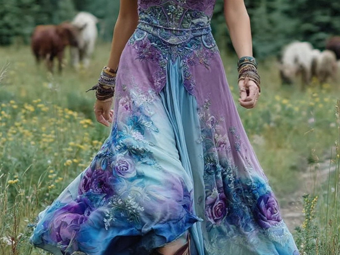 Maxi Dress | Floral Print Long Summer Dress | Elegant Flowing Design 0