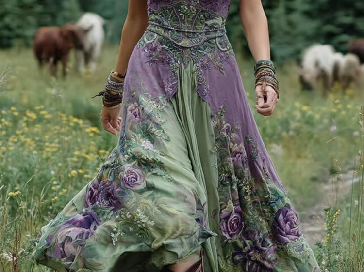 Maxi Dress | Floral Print Long Summer Dress | Elegant Flowing Design 1