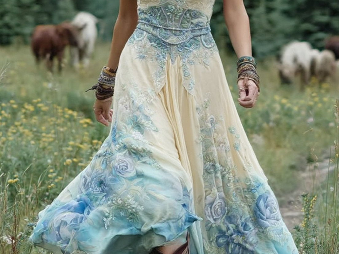 Maxi Dress | Floral Print Long Summer Dress | Elegant Flowing Design 2
