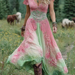 Maxi Dress | Floral Print Long Summer Dress | Elegant Flowing Design 4