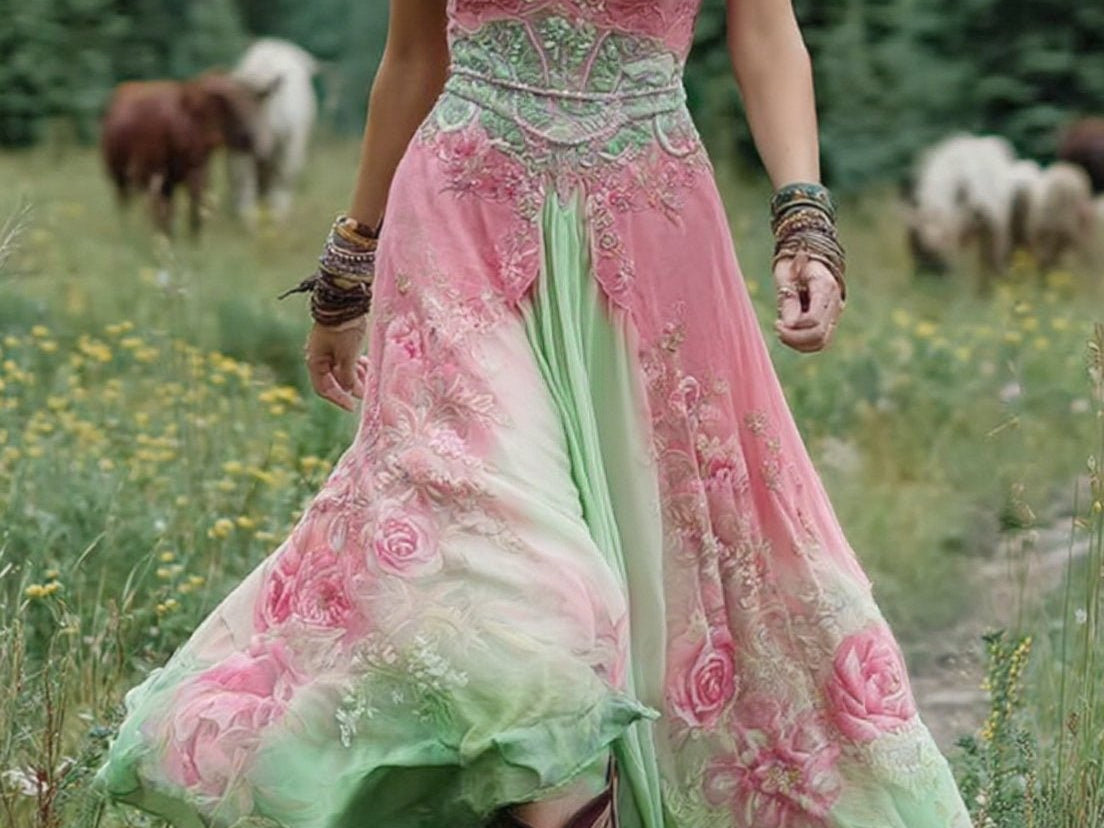 Maxi Dress | Floral Print Long Summer Dress | Elegant Flowing Design 4