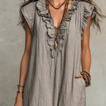 Maxi Dress | Floral Ruffle V-Neck Long Summer Dress Elegant Flowing Design 7