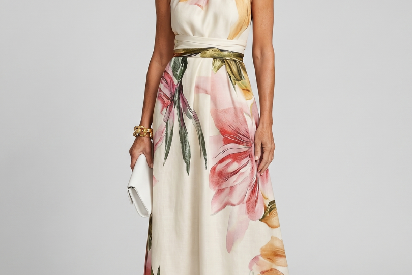 Maxi Dress | Flowing Halter Neck Long Summer Dress Elegant Comfortable 0