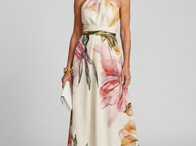 Maxi Dress | Flowing Halter Neck Long Summer Dress Elegant Comfortable 0