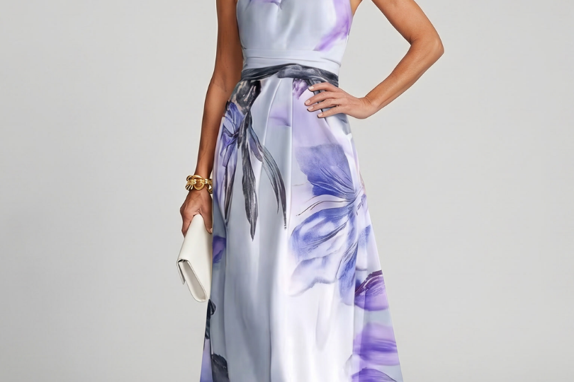 Maxi Dress | Flowing Halter Neck Long Summer Dress Elegant Comfortable 4