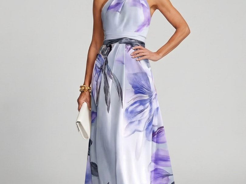 Maxi Dress | Flowing Halter Neck Long Summer Dress Elegant Comfortable 4