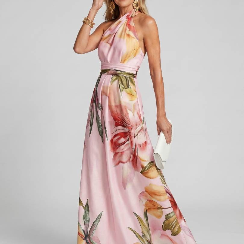 Maxi Dress | Flowing Halter Neck Long Summer Dress Elegant Comfortable 6