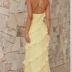 Maxi Dress | Halter Neck Tiered Ruffle Long Summer Dress 1