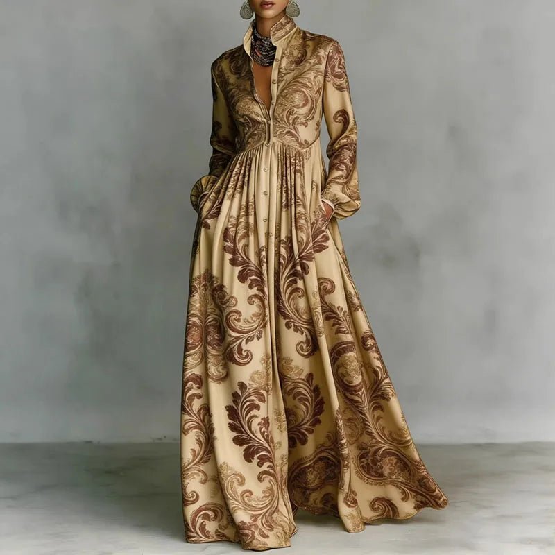 Maxi Dress | High-Waisted Long Sleeve Elegant Casual Dress 0