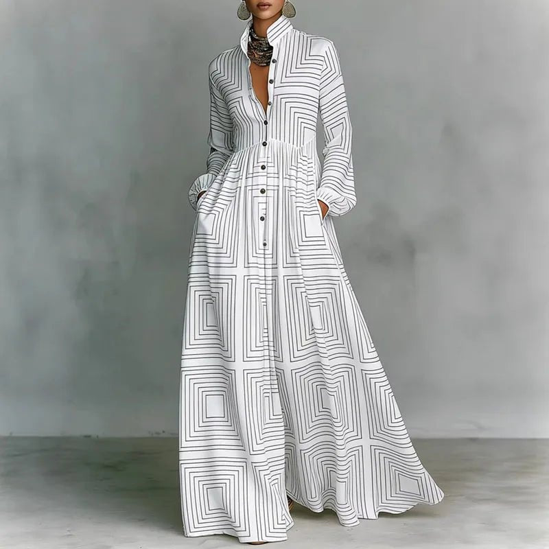 Maxi Dress | High-Waisted Long Sleeve Elegant Casual Dress 1