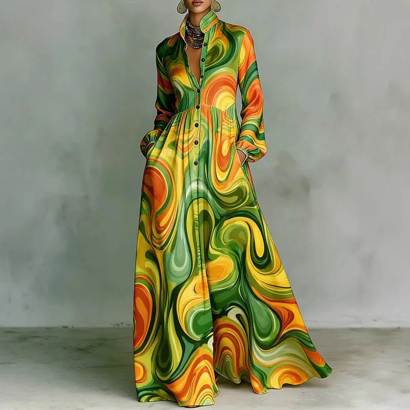 Maxi Dress | High-Waisted Long Sleeve Elegant Casual Dress 3