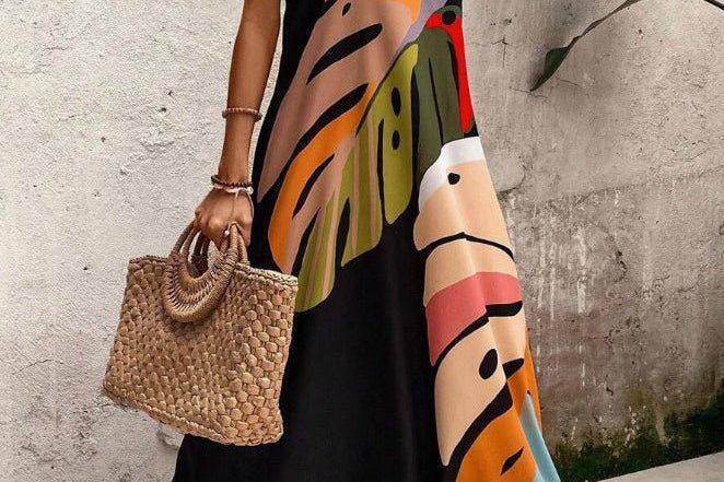 Maxi Dress | Tropical Leaf Print | Flattering Long Summer Dress | Effortless and Comfortable 0