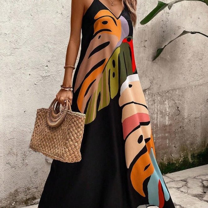 Maxi Dress | Tropical Leaf Print | Flattering Long Summer Dress | Effortless and Comfortable 0