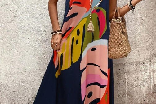 Maxi Dress | Tropical Leaf Print | Flattering Long Summer Dress | Effortless and Comfortable 1