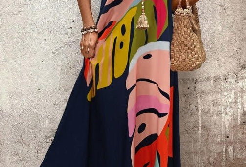 Maxi Dress | Tropical Leaf Print | Flattering Long Summer Dress | Effortless and Comfortable 2
