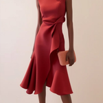 Midi Dress | Asymmetrical Draped Summer Dress | Elegant Sophisticated Design 0