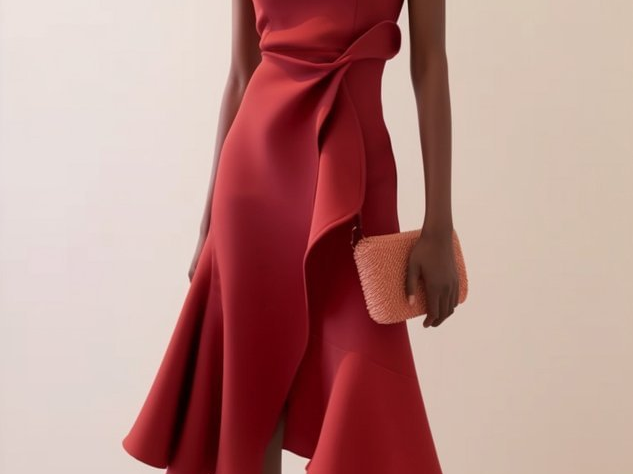 Midi Dress | Asymmetrical Draped Summer Dress | Elegant Sophisticated Design 0
