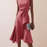 Midi Dress | Asymmetrical Draped Summer Dress | Elegant Sophisticated Design 1