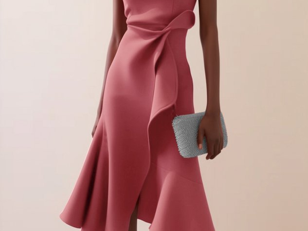 Midi Dress | Asymmetrical Draped Summer Dress | Elegant Sophisticated Design 1