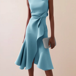 Midi Dress | Asymmetrical Draped Summer Dress | Elegant Sophisticated Design 2