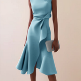 Midi Dress | Asymmetrical Draped Summer Dress | Elegant Sophisticated Design 2