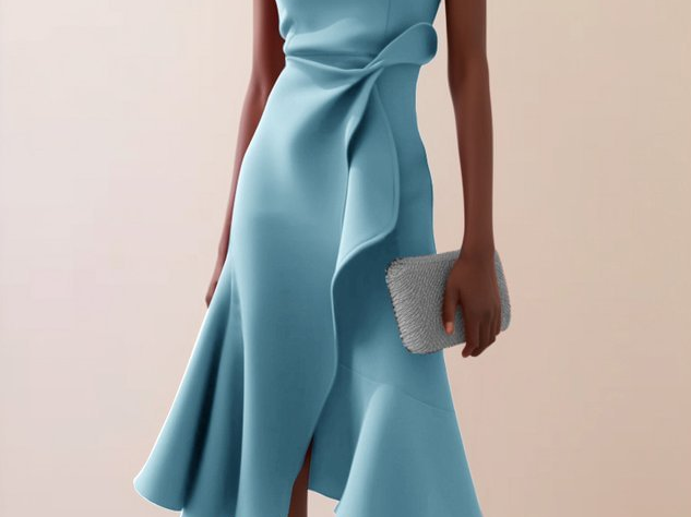Midi Dress | Asymmetrical Draped Summer Dress | Elegant Sophisticated Design 2