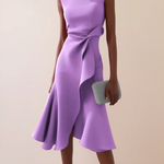 Midi Dress | Asymmetrical Draped Summer Dress | Elegant Sophisticated Design 3