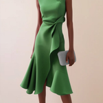 Midi Dress | Asymmetrical Draped Summer Dress | Elegant Sophisticated Design 4