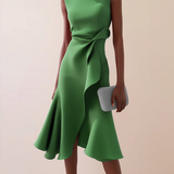 Midi Dress | Asymmetrical Draped Summer Dress | Elegant Sophisticated Design 4