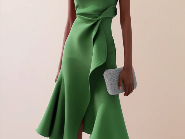 Midi Dress | Asymmetrical Draped Summer Dress | Elegant Sophisticated Design 4