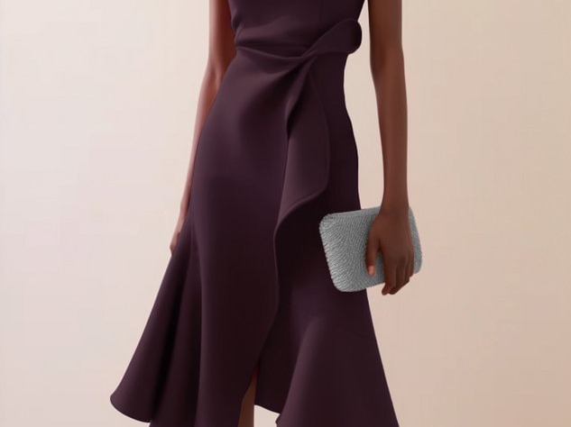Midi Dress | Asymmetrical Draped Summer Dress | Elegant Sophisticated Design 5