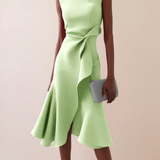 Midi Dress | Asymmetrical Draped Summer Dress | Elegant Sophisticated Design 6